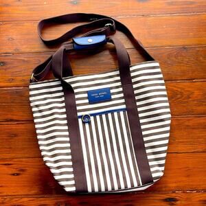 Henri Bendel Weekender striped canvas crossbody shoulder tote bag
